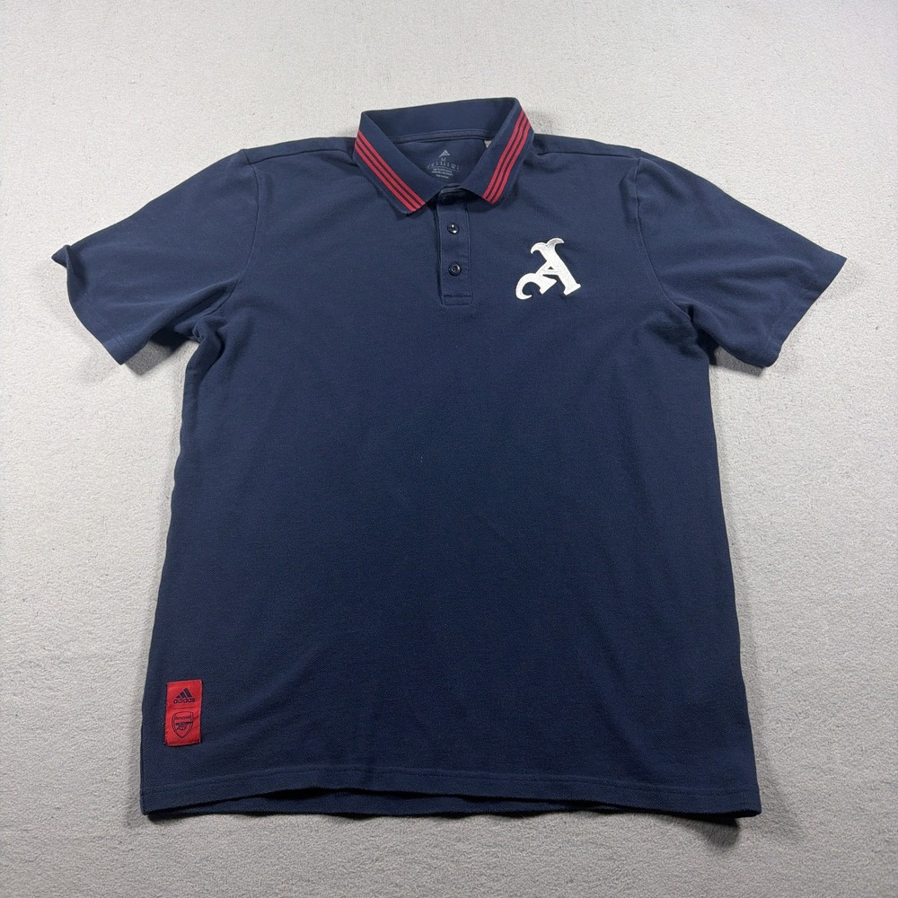 Arsenal Shirt Mens Medium Blue Soccer Adidas Polo A Crest 100% Cotton Football